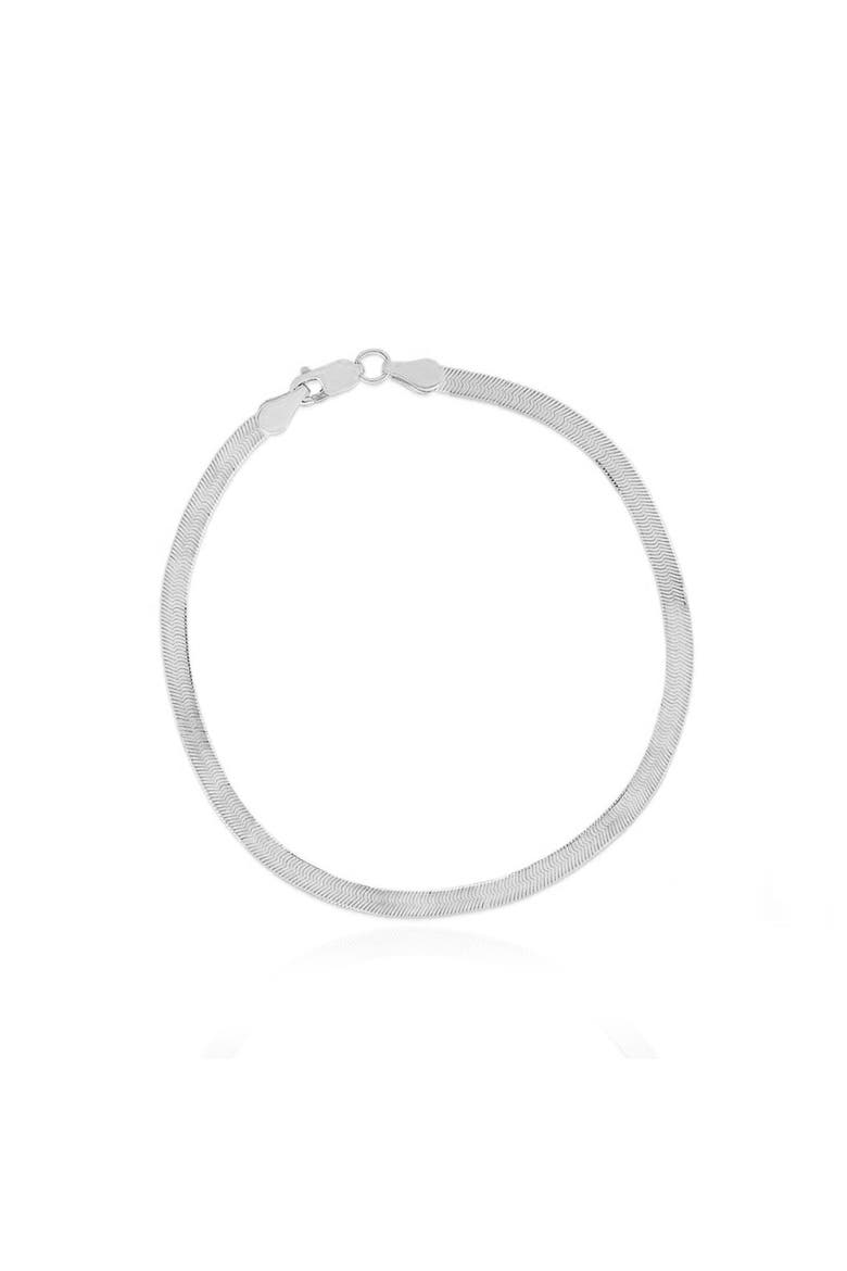 Mini Herringbone Bracelet, Main, color, White Gold