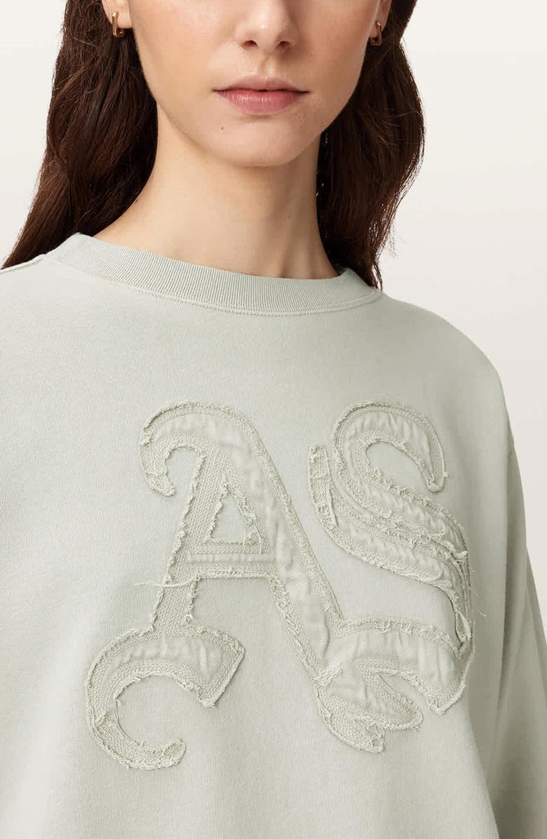 AllSaints Insignia Pippa Relaxed Fit Cotton Sweatshirt, Alternate, color, Sea Green