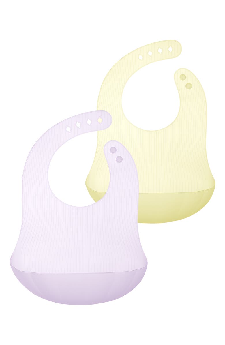 Olababy 2-Pack Silicone Bibs, Main, color, Lilac/ Lemon