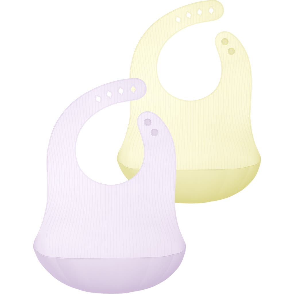 Olababy 2-pack Silicone Bibs In Lilac/lemon
