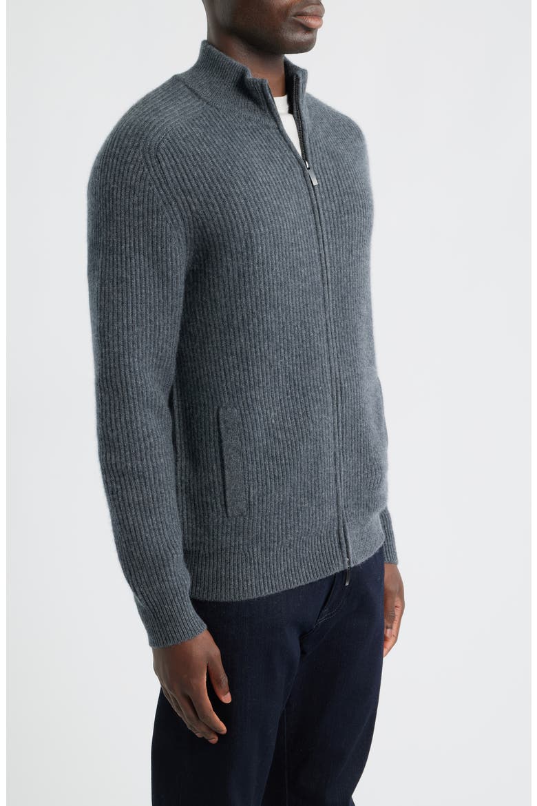 Luxe Cashmere Zip Cardigan, Alternate, color, GREY EMBERS HEATHER