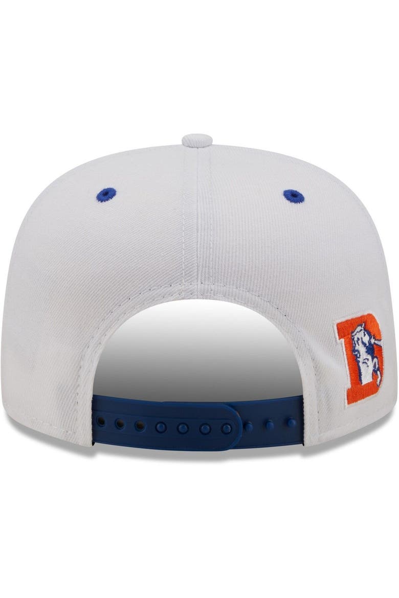 Men's New Era White/Royal Denver Broncos Sparky Original 9FIFTY Snapback Hat, Alternate, color, White