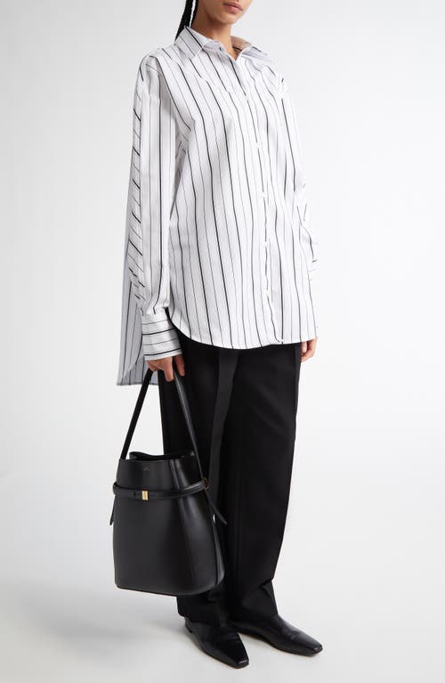 Totême Toteme Oversize Stripe Organic Cotton Poplin Button-up Shirt In Blue