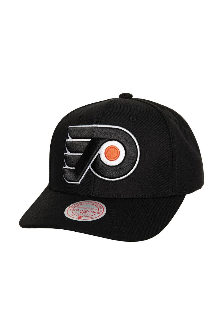Men's Mitchell & Ness Black Philadelphia Flyers Team Ground Pro Adjustable Hat, Main, color, Black