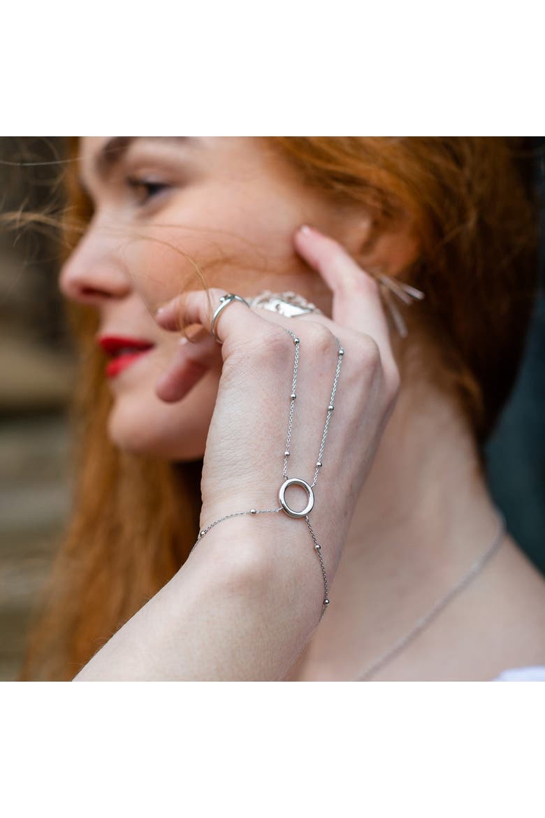 Art Deco Halo Hand Chain, Alternate, color, Sterling Silver