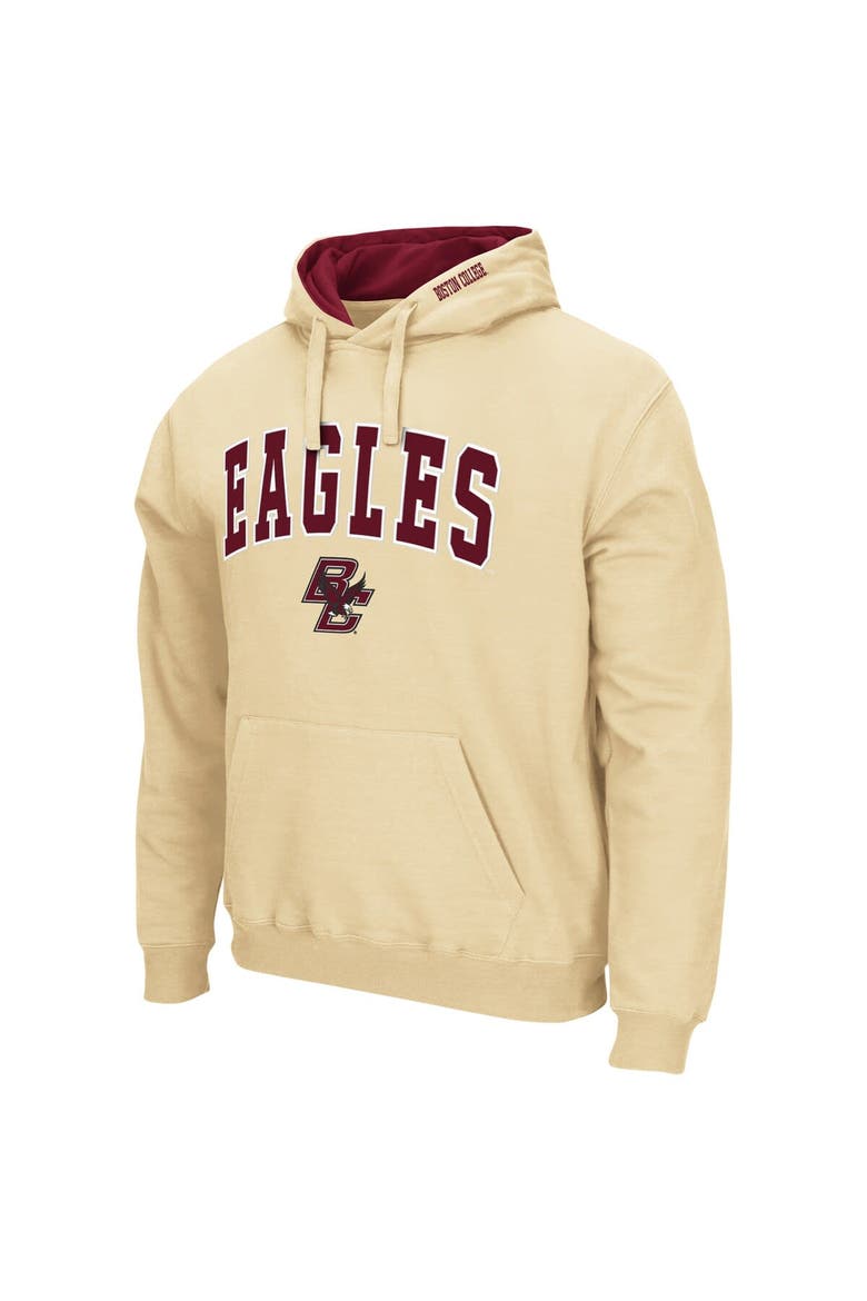 Men's Colosseum Gold Boston College Eagles Arch and Logo Pullover Hoodie, Alternate, color, Gold