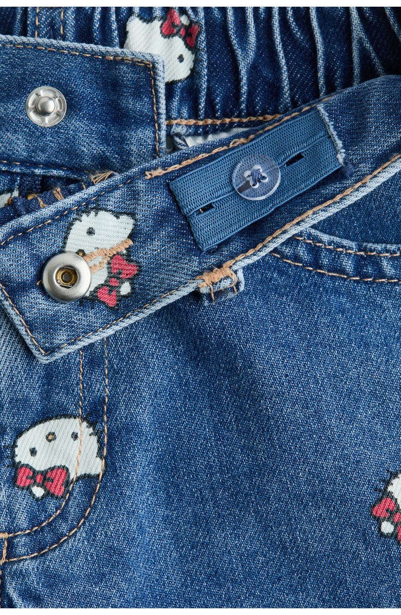 H&M Printed Denim Shorts, Alternate, color, Denim Blue/Hello Kitty