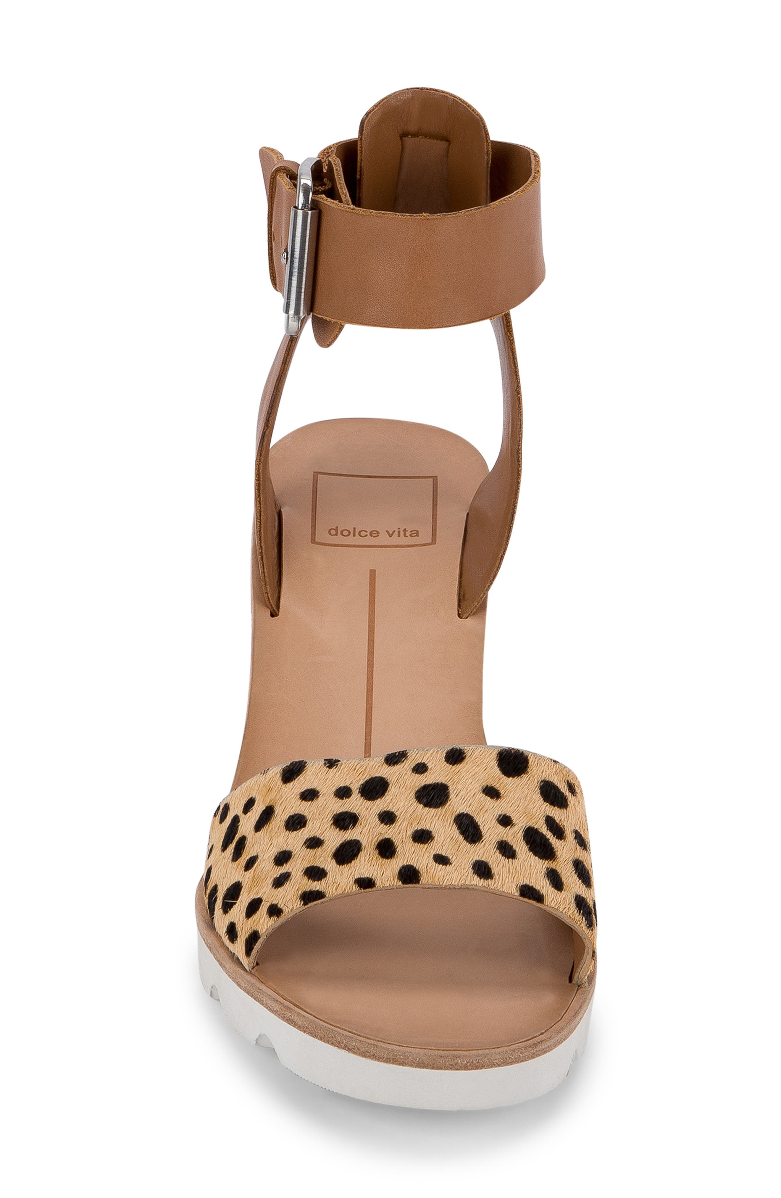 Melika Wedge Sandal, Alternate, color, LEOPARD PRINT CALF HAIR