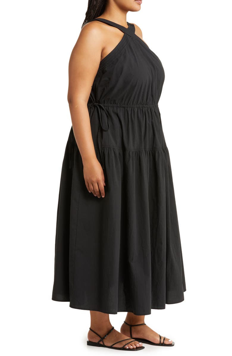 Madewell Halter Tiered Cotton Poplin Midi Dress, Alternate, color, 