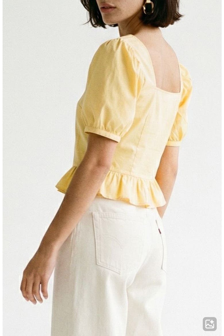 Friba Puff Sleeve Peplum Top, Alternate, color, GOLDEN HAZE
