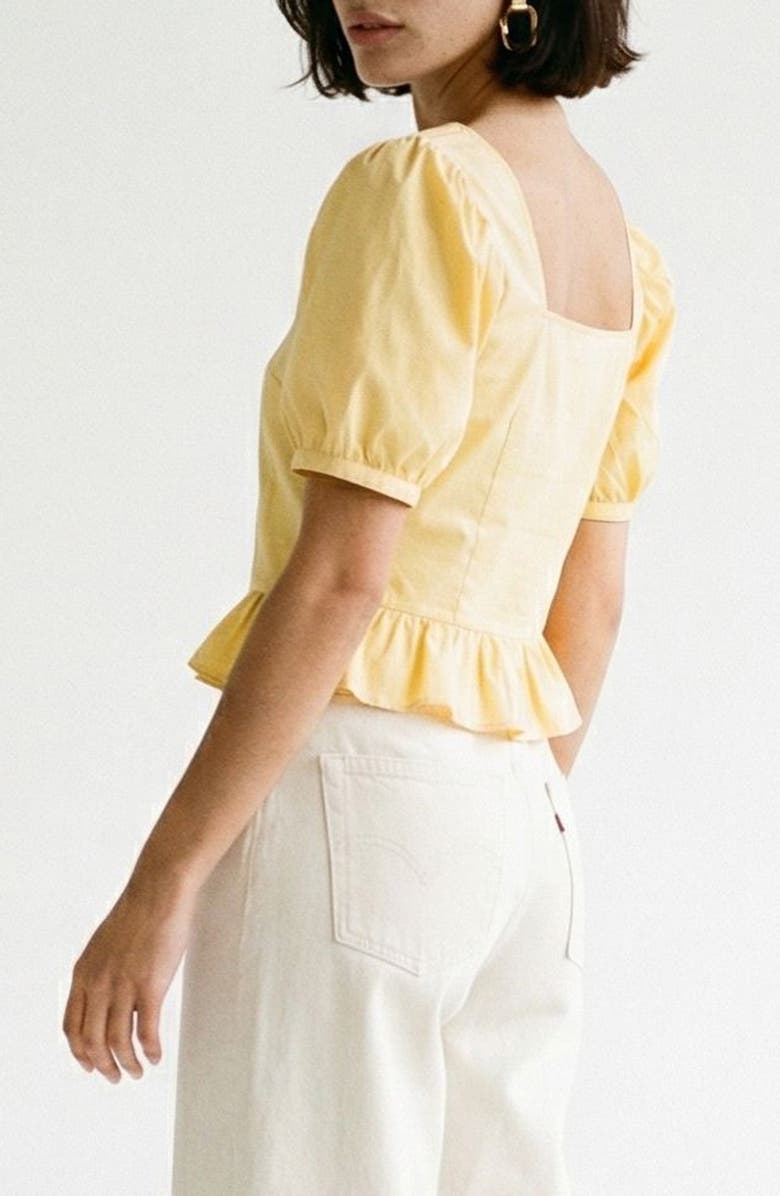 VERO MODA Friba Puff Sleeve Peplum Top, Alternate, color, Golden Haze