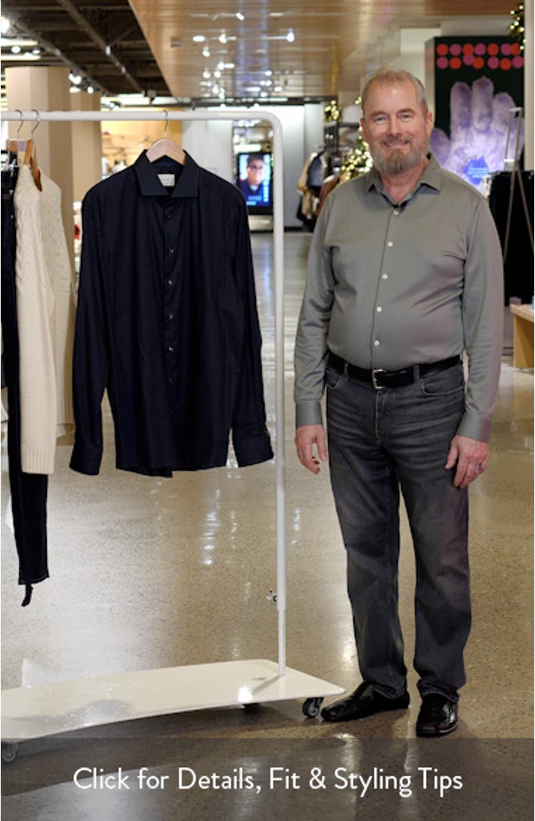 Contemporary Fit Houndstooth Flannel Dress Shirt, sales video thumbnail