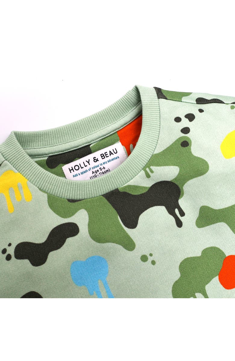 Holly and Beau Dinosaur Cotton Crew Neck Sweatshirt, Alternate, color, Green
