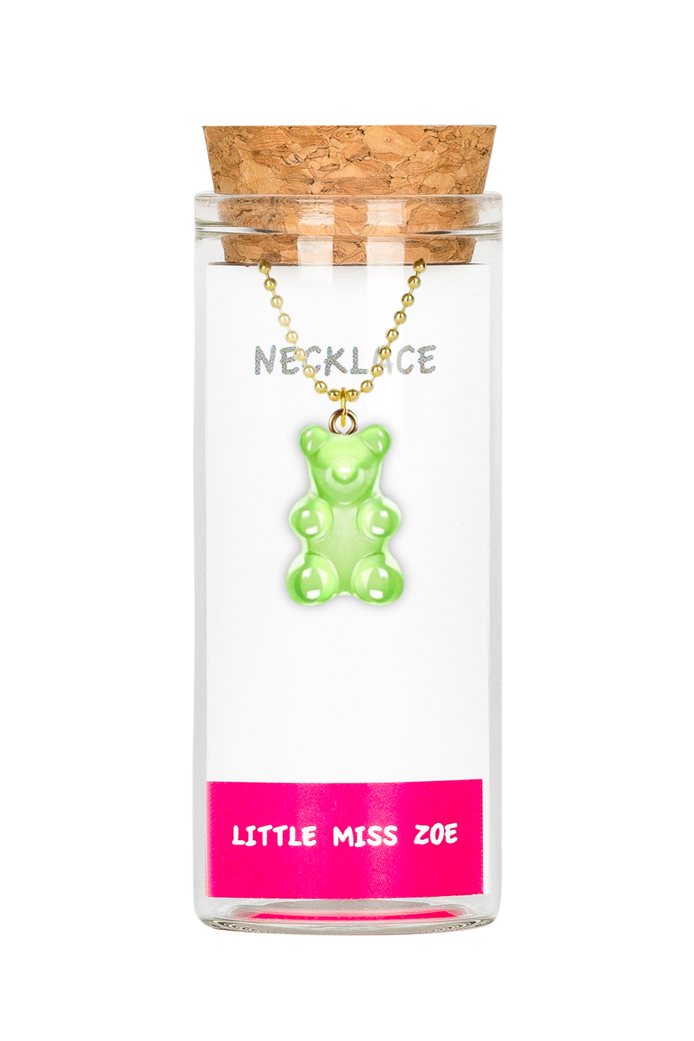 Gummy Bear Charm Necklace in Gift Bottle, Main, color, Green