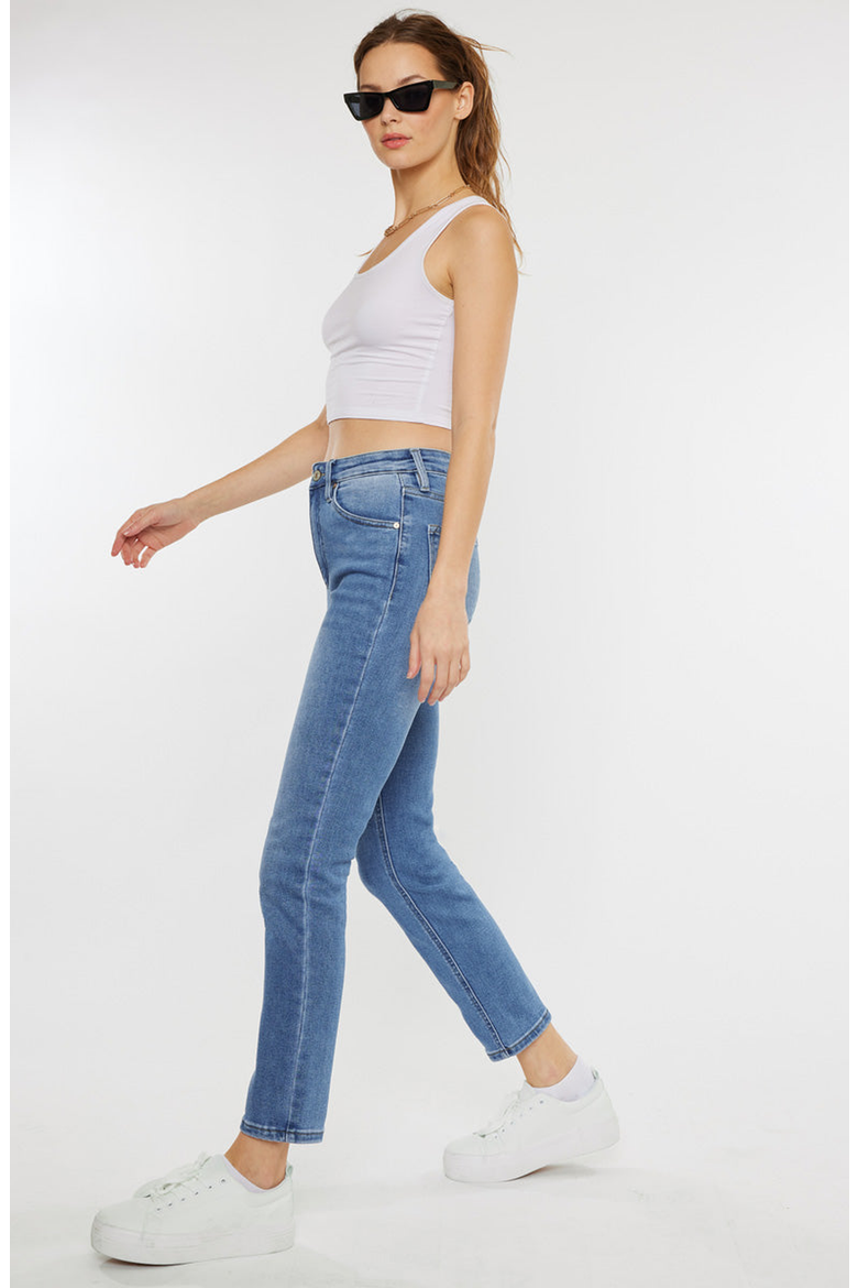 Adaline Essentials High Rise Slim Straight Jeans, Alternate, color, Medium-Light Wash