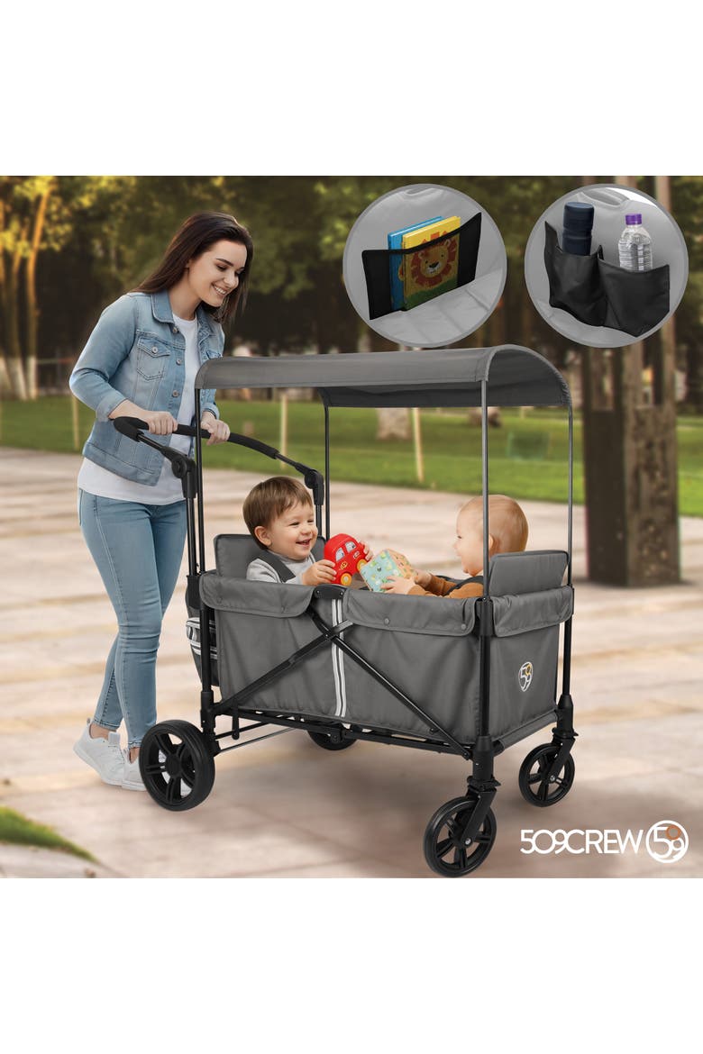 Wag N Stroll Tandem Wagon Push Cart, Alternate, color, Multicolored