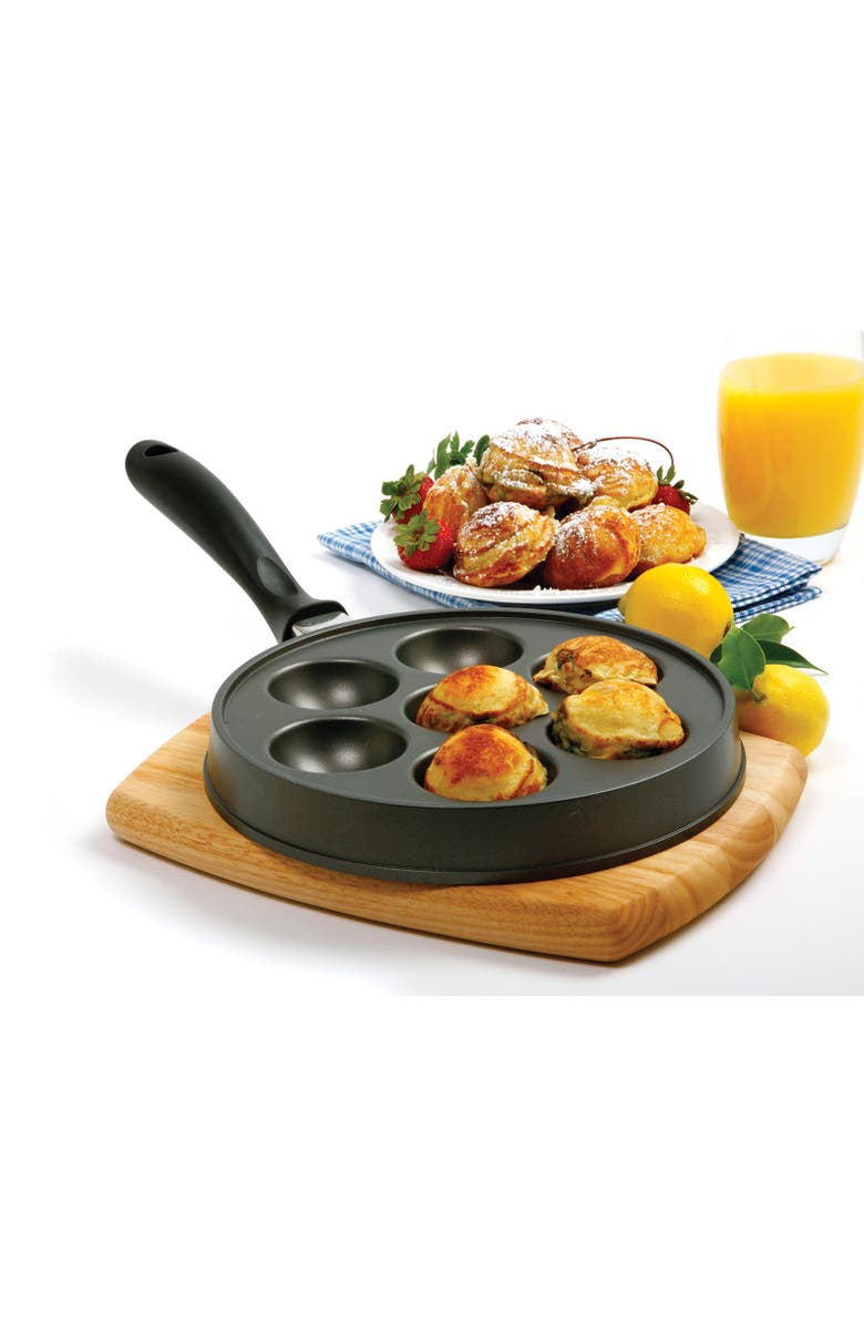 Norpro Stuffed Aebleskiver Pancake Pan with 2.25-Inch Cavities, Alternate, color, Black
