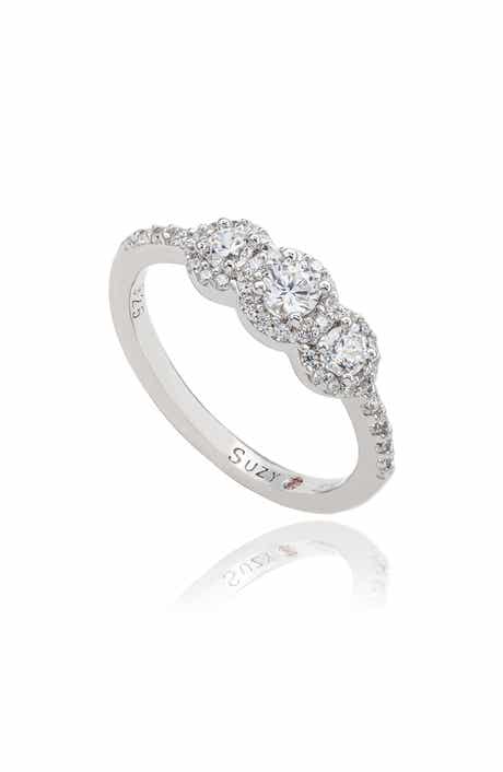 SUZY LEVIAN Sterling Silver White Cubic Zirconia Halo Ring