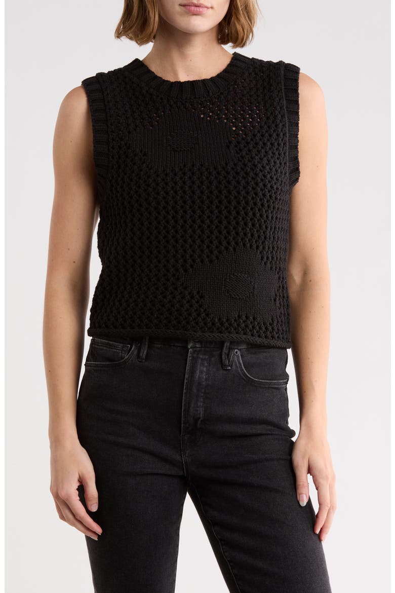 Crochet Tank, Main, color, BLACK