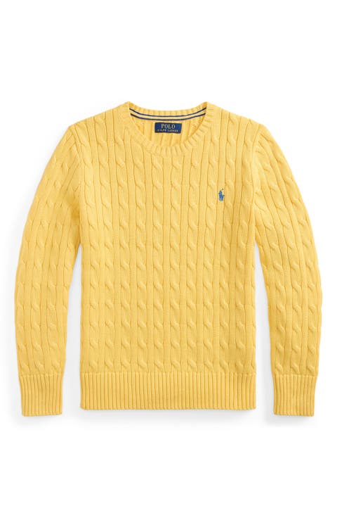 Kids' Cotton Cable Knit Crewneck Sweater