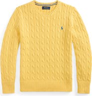 Polo Ralph Lauren Kids' Cotton Cable Knit Crewneck Sweater