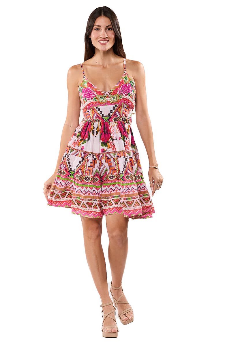 RANEES Flutter Waist Dress, Alternate, color, Pink