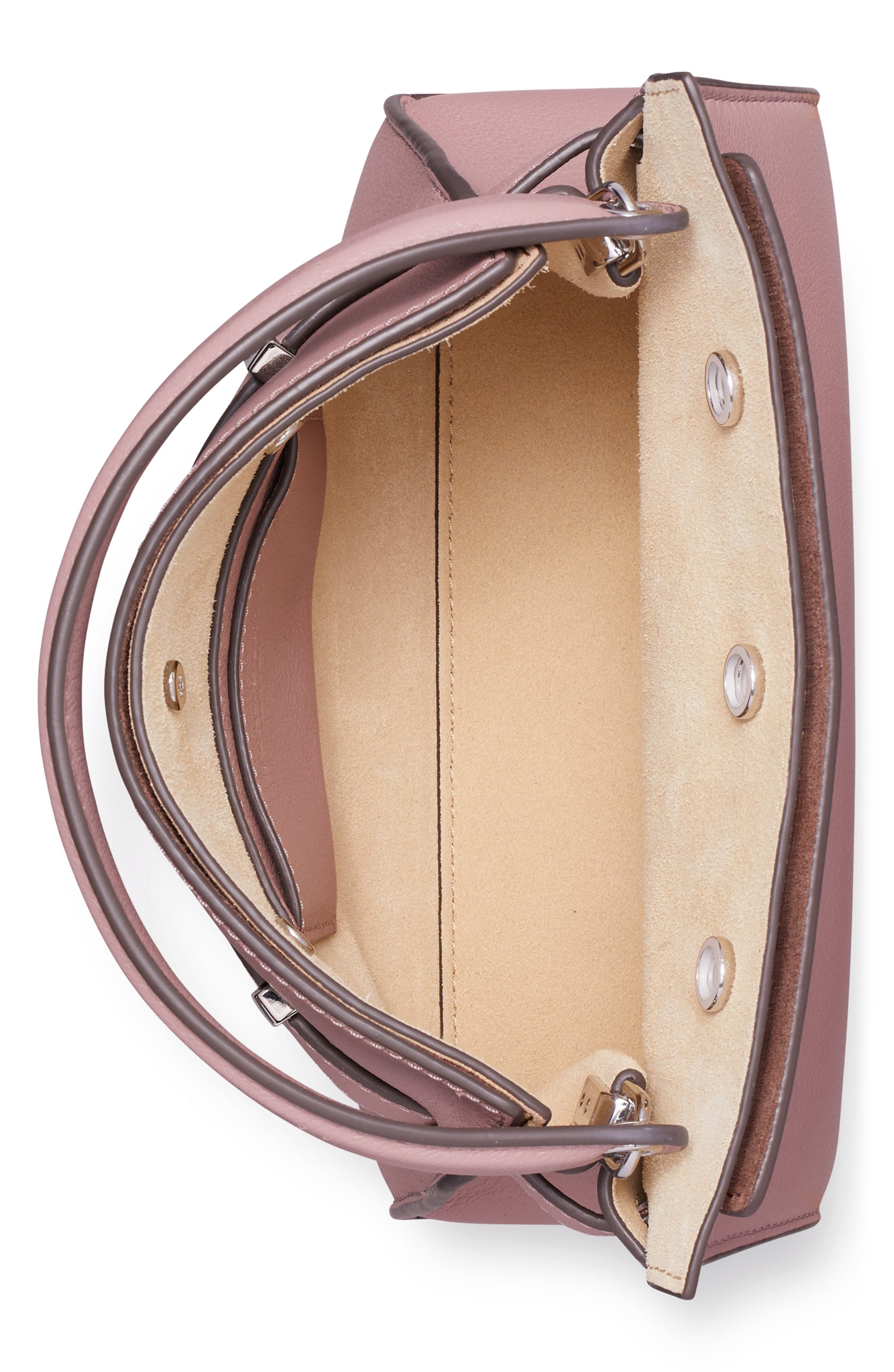 Tory Burch Petite Lee Radziwill Leather Double Bag, Alternate, color, Light Mauve