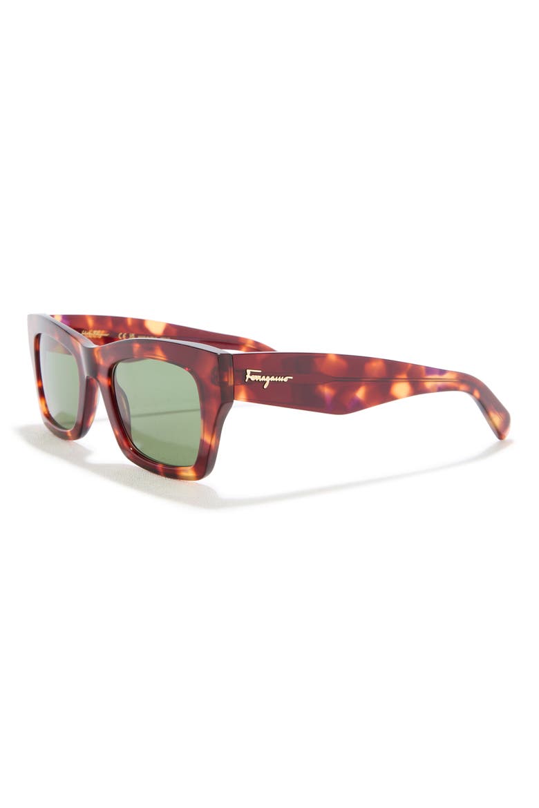 Salvatore Ferragamo 51mm Rectangle Sunglasses, Alternate, color, TORTOISE