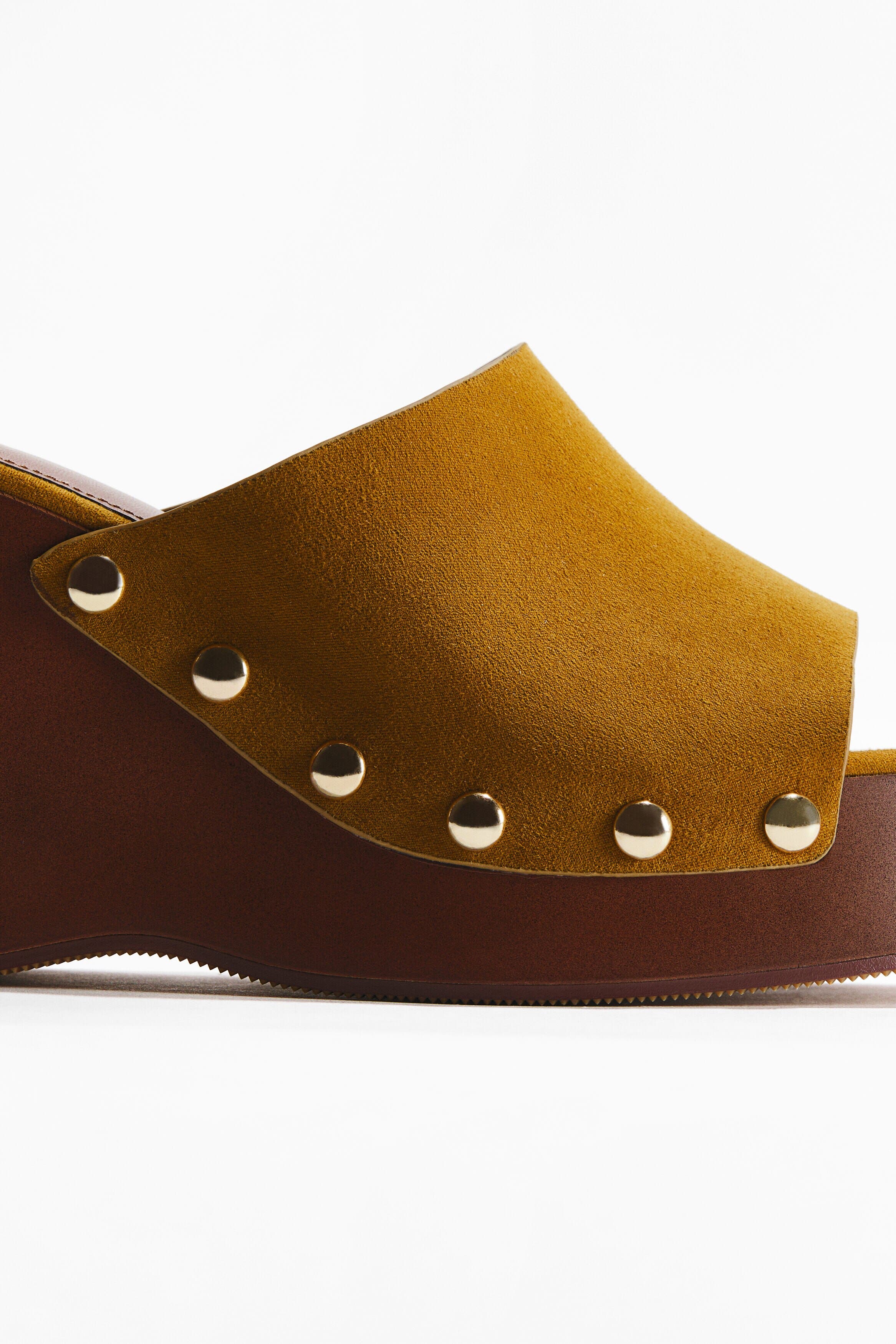 H&M Wedge-heeled Sandals, Alternate, color, Mustard Yellow