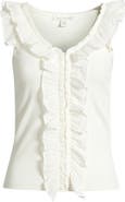 Treasure & Bond Ruffle Trim Cotton Blend Tank