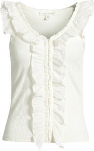 Treasure & Bond Ruffle Trim Cotton Blend Tank