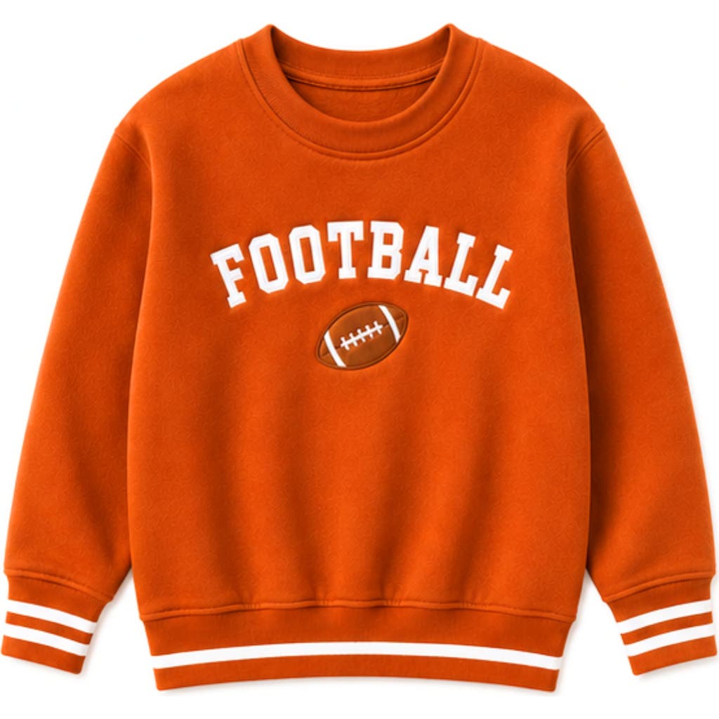 Bits & Bows Kids' Football Crewneck Sweatshirt In Burnt Orange