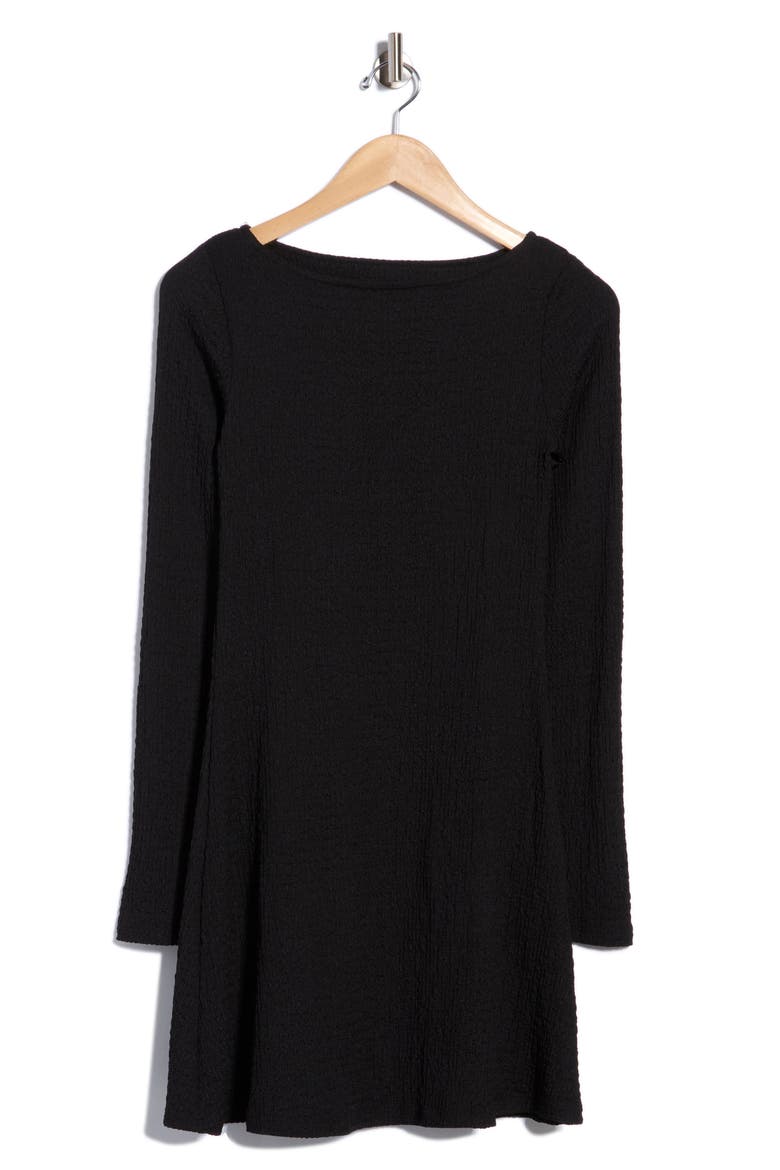 Long Sleeve Swing Minidress, Alternate, color, BLACK