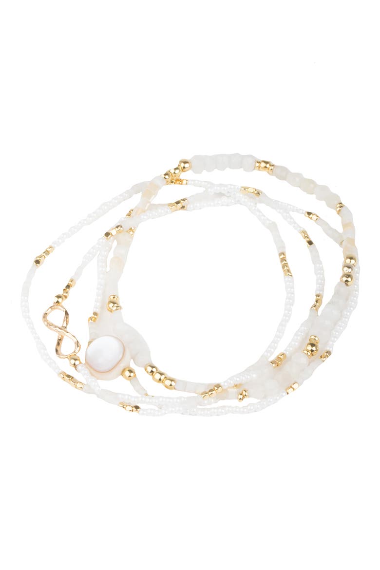 4-Pack Forever Beaded Bracelets, Alternate, color, WHITE