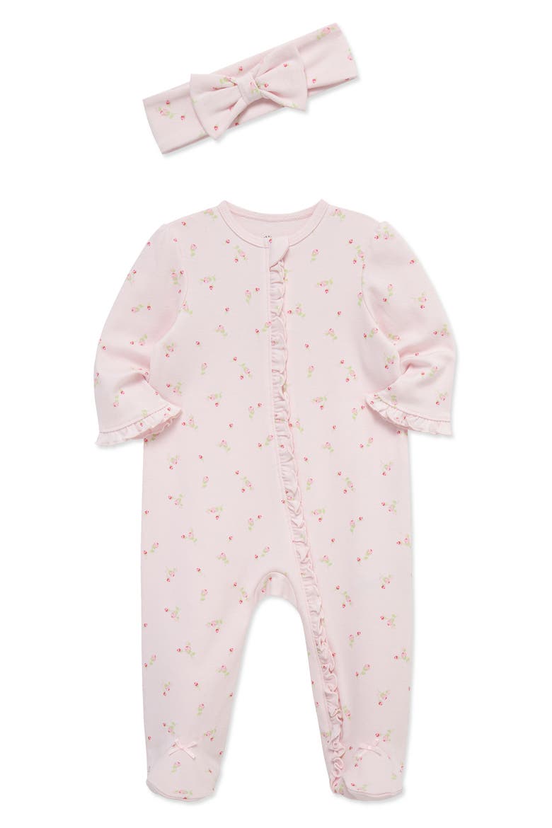 Rosebud Footie & Headband Set (Nordstrom Exclusive), Alternate, color, PINK