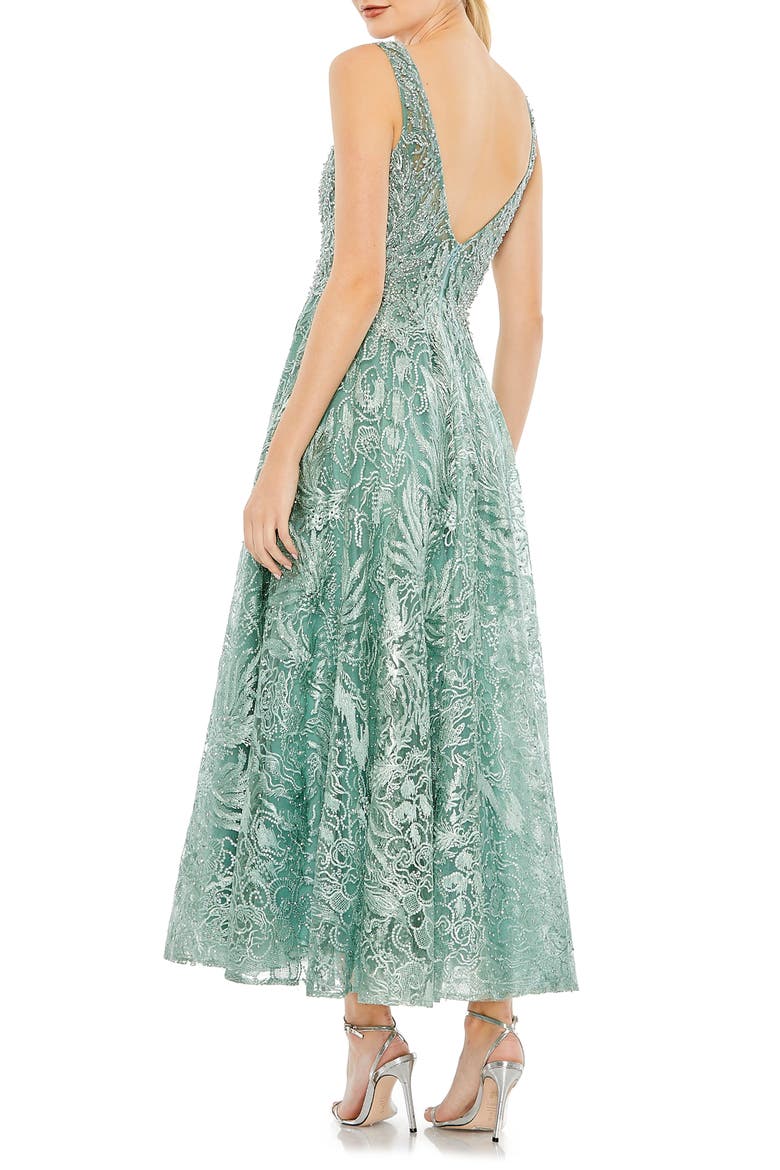 Embellished & Embroidered Fit & Flare Dress, Alternate, color, SEAFOAM