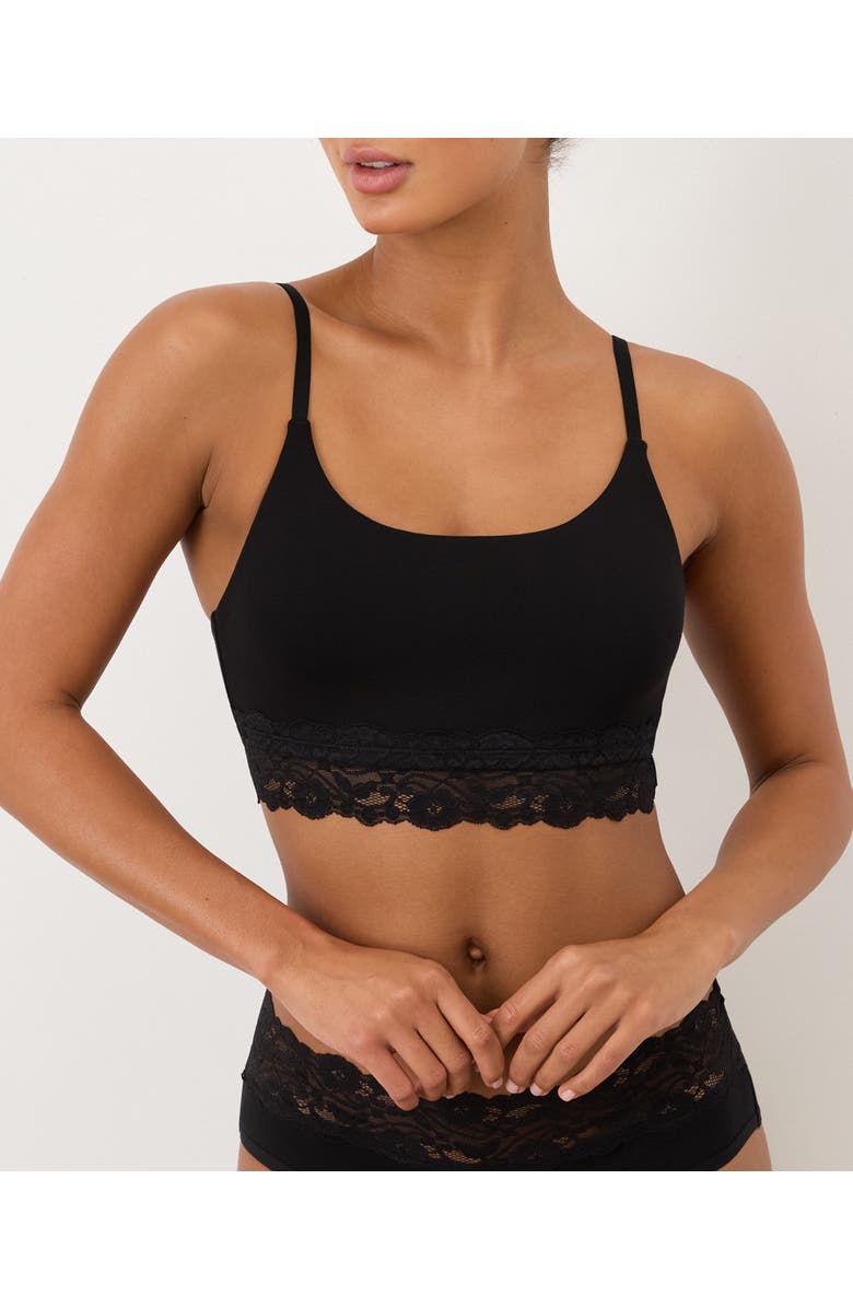 Pact Organic Cotton Lace Modern Scoop Bralette, Main, color, Black