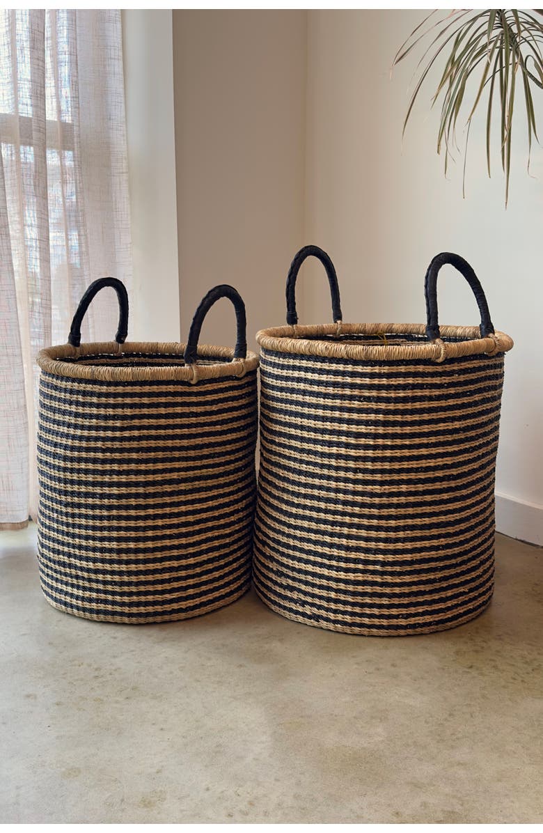 Mbare Handwoven Hamper - Set of 2, Alternate, color, Natural W/ Black