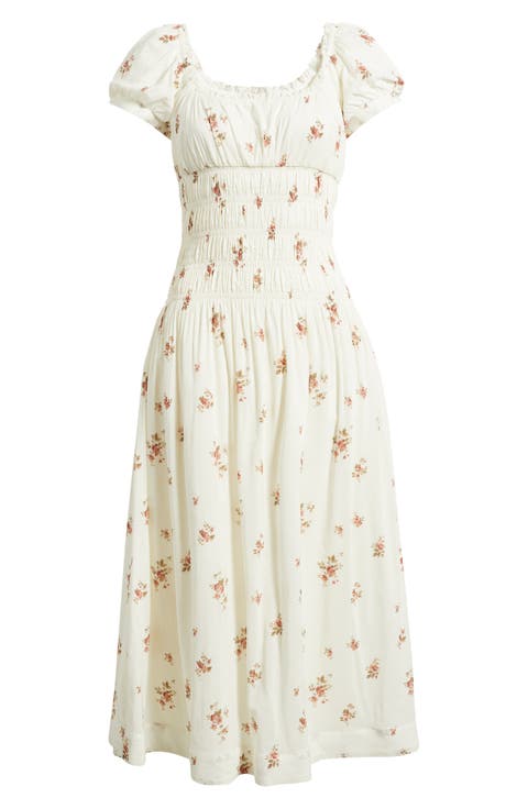 Riva Shirred Midi Dress