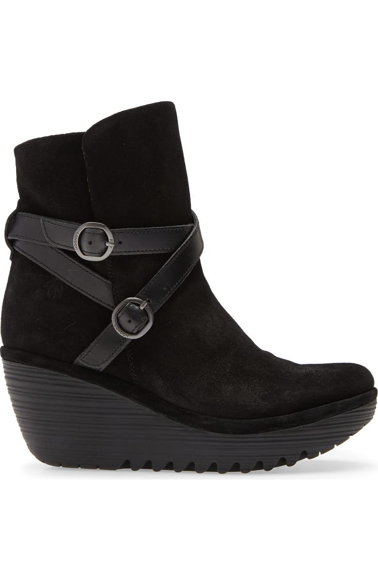 Fly London Yemo Buckle Wedge Boot, Alternate, color,