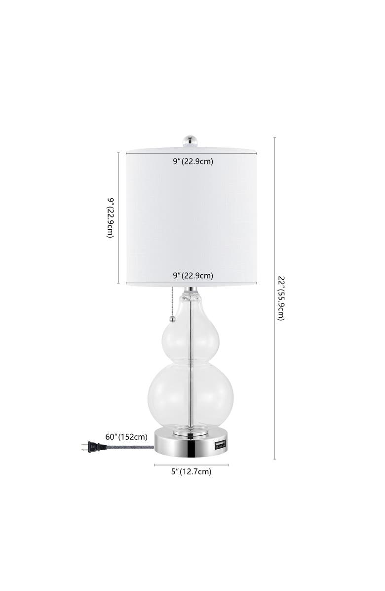 JONATHAN Y Cora 22" Classic Vintage Glass LED Table Lamp with USB Charging Port, Alternate, color, Chrome/Clear