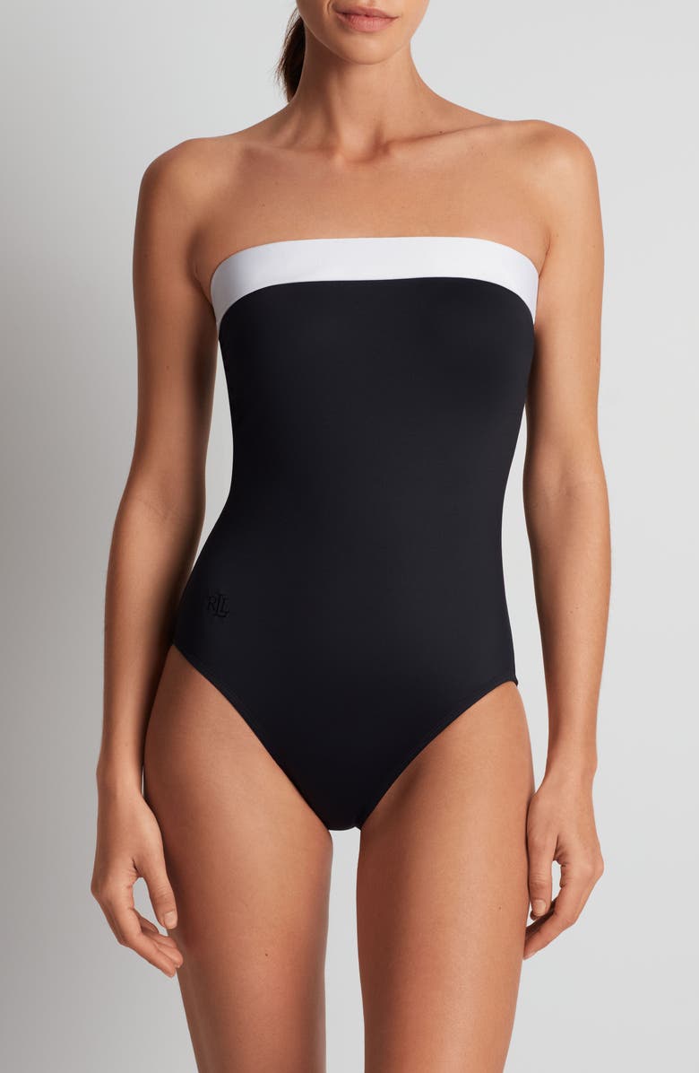 Lauren Ralph Lauren Modern Halter One-Piece Swimsuit, Alternate, color, Black