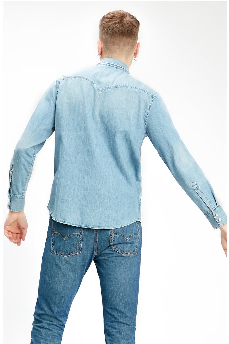 Levi's® Premium Barstow Standard Fit Denim Western Shirt, Alternate, color, RED CAST STONE