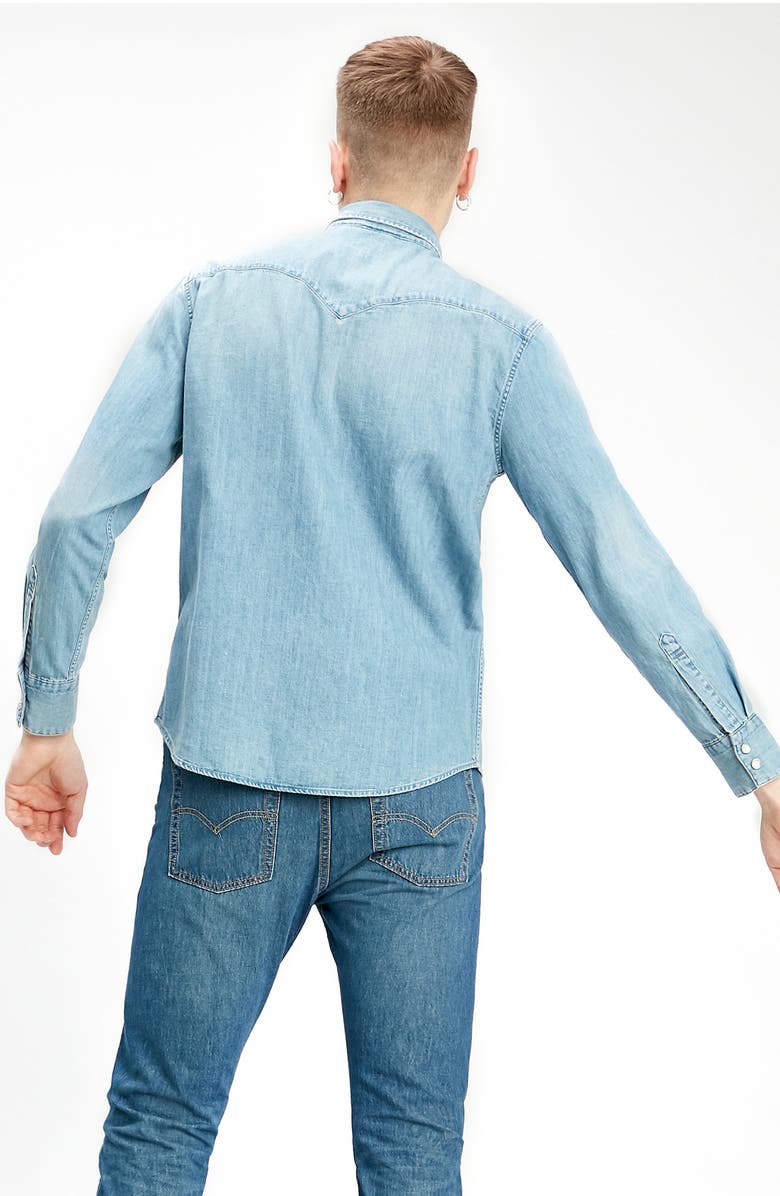 LEVIS PREMIUM Levi's<sup>®</sup> Premium Barstow Standard Fit Denim Western Shirt, Alternate, color,