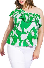 FLYING TOMATO One-Shoulder Print Top
