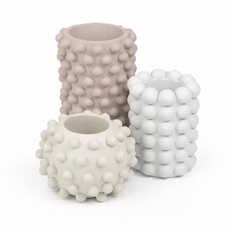 Maren Modern Minimalist Handmade Concrete Bubble Cylinder and Round Planter Set (Set of 3)