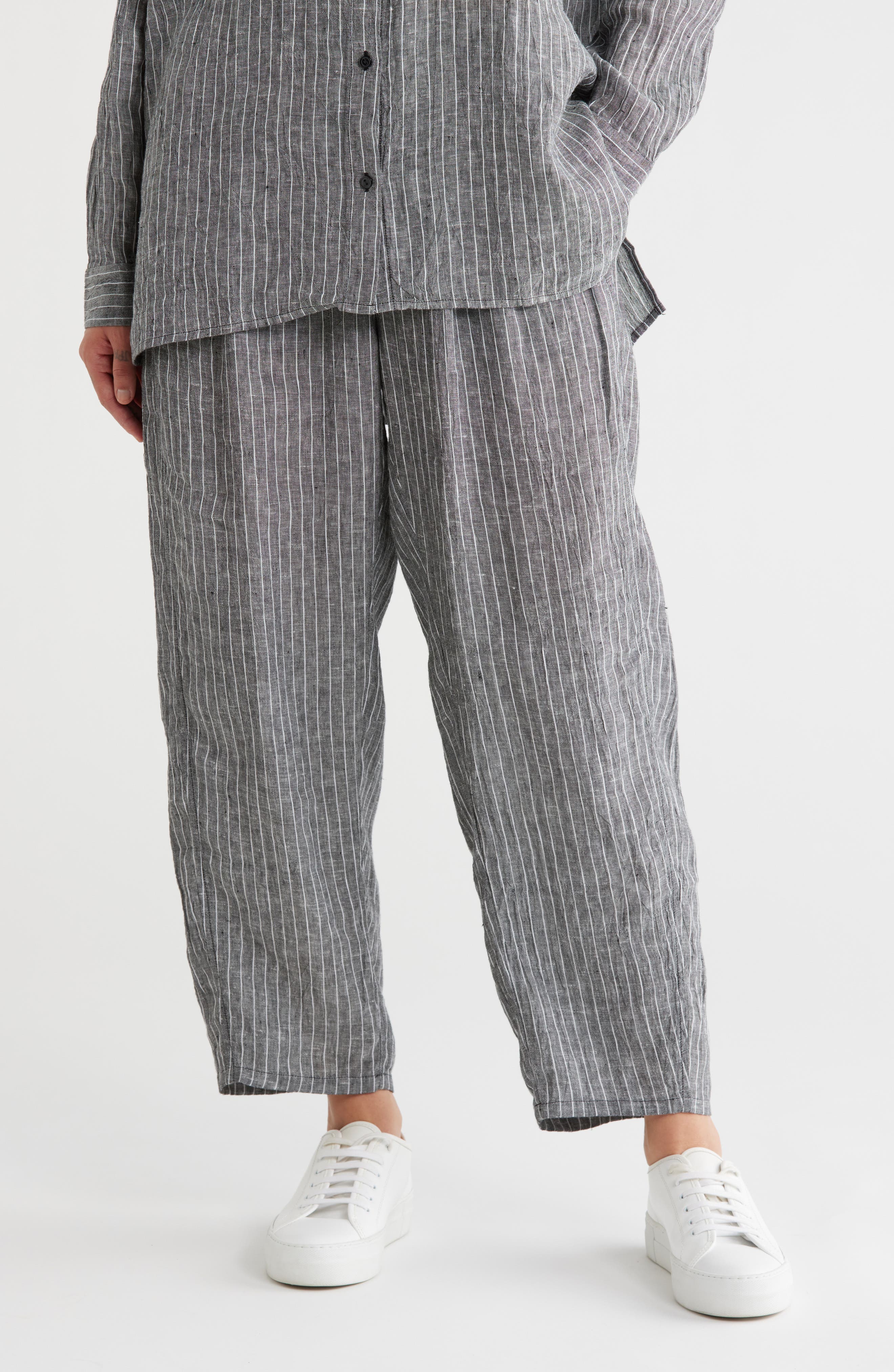 Cropped Lantern Linen Pants