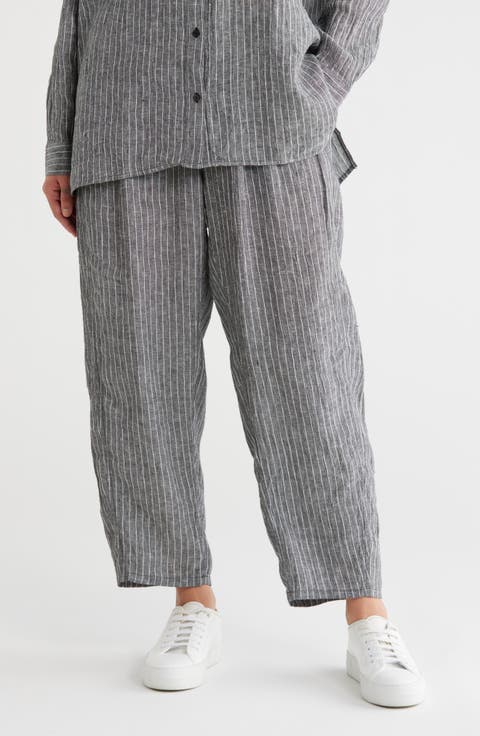 Cropped Lantern Linen Pants