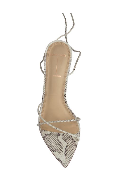 Black Suede Studio Talia Snake-embossed Ankle-wrap Sandals In Desert Snake