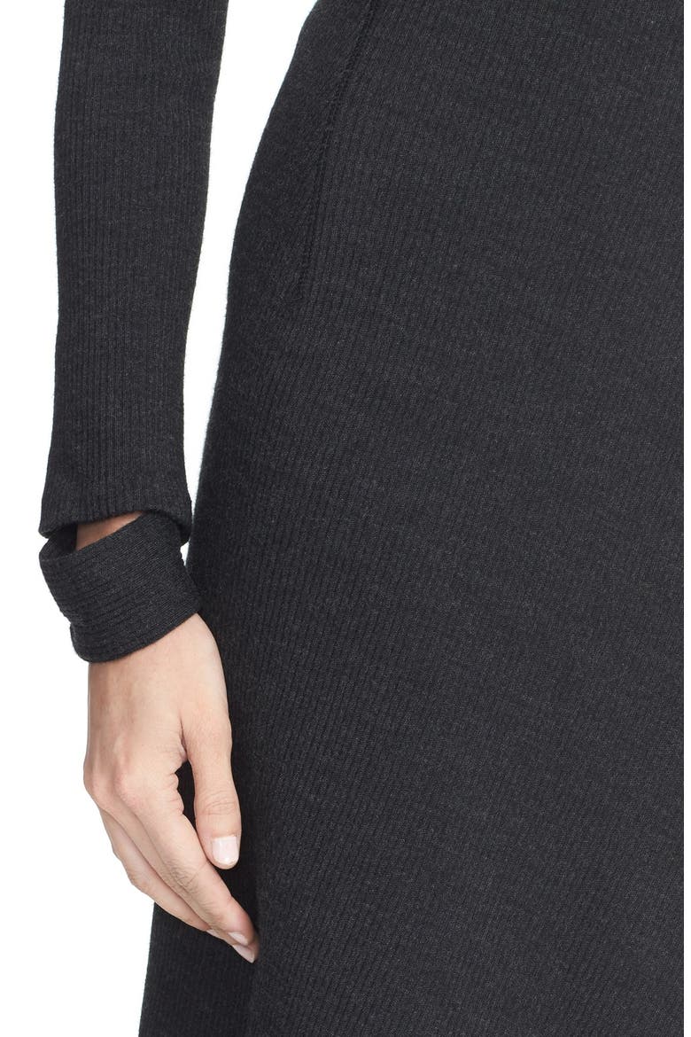 Detached Cuff Rib-Knit Body-Con Dress, Alternate, color, HEATHER GREY